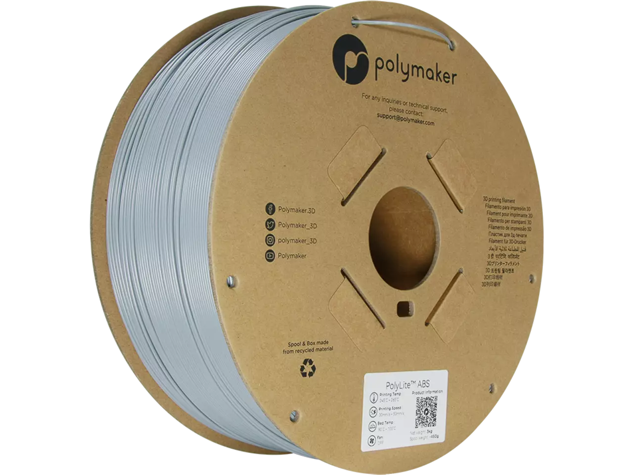 Polymaker PolyLite ABS Filament Grey 1,75mm 3kg