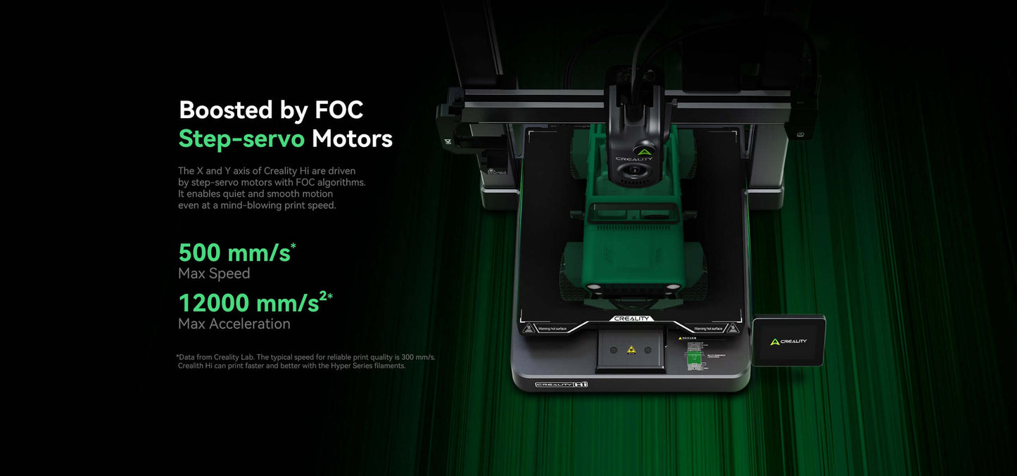 Creality Hi 3D Drucker – Hochgeschwindigkeit, CFS-ready mit FOC Step-servo Motoren, 500 mm/s Max Speed