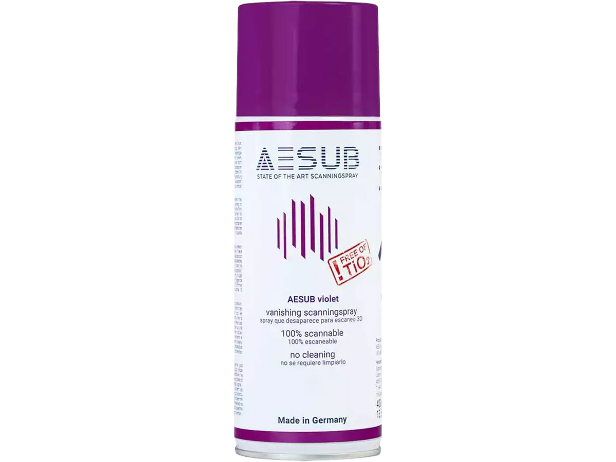 AESUB Scanspray Violet 400ml Flasche für 3D-Scans, selbstverflüchtigendes Mattierungsspray, hergestellt in Deutschland