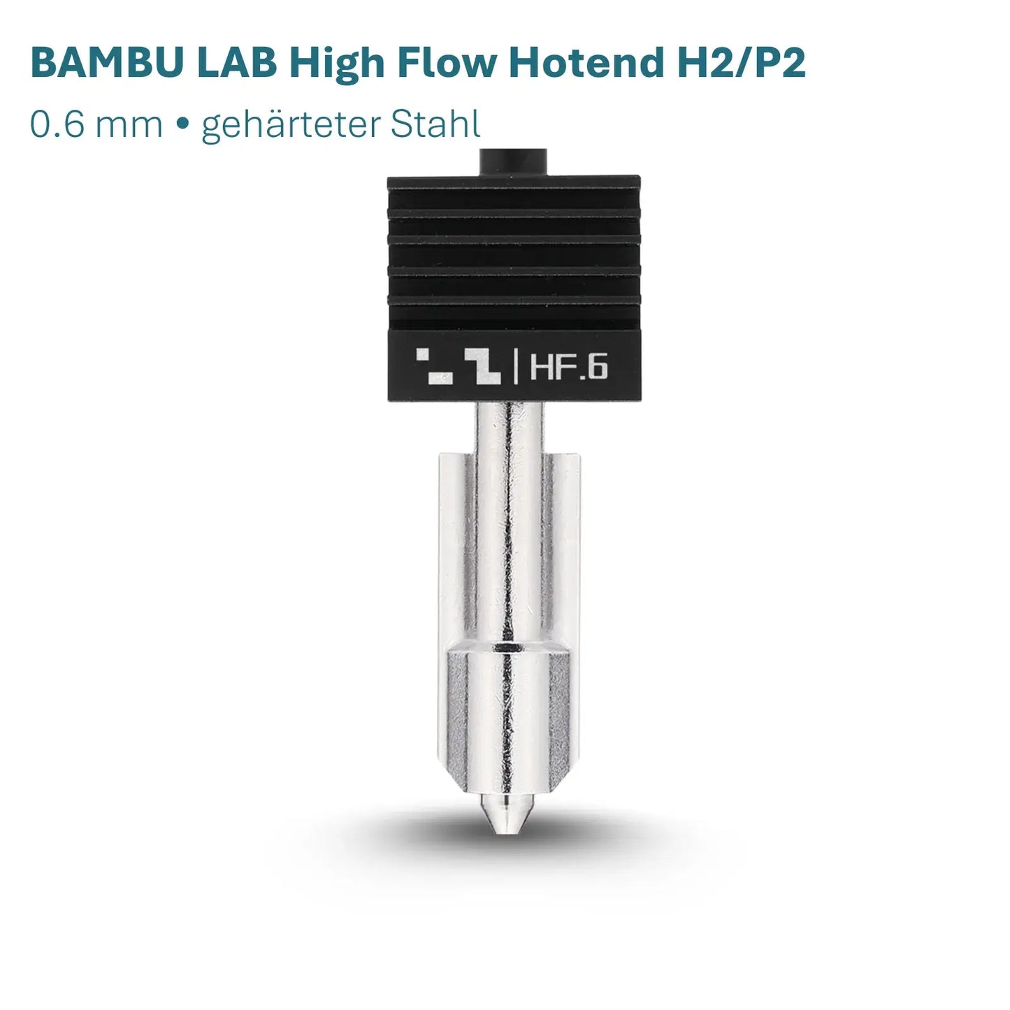 Bambu Lab High Flow Hotend H2/P2-Serie - 0.6 mm gehärteter Stahl für präzise Extrusion
