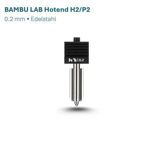 Bambu Lab Hotend H2/P2-Serie 0.2 mm Edelstahl - Hochwertige, effizienter Düsenwechsel.
