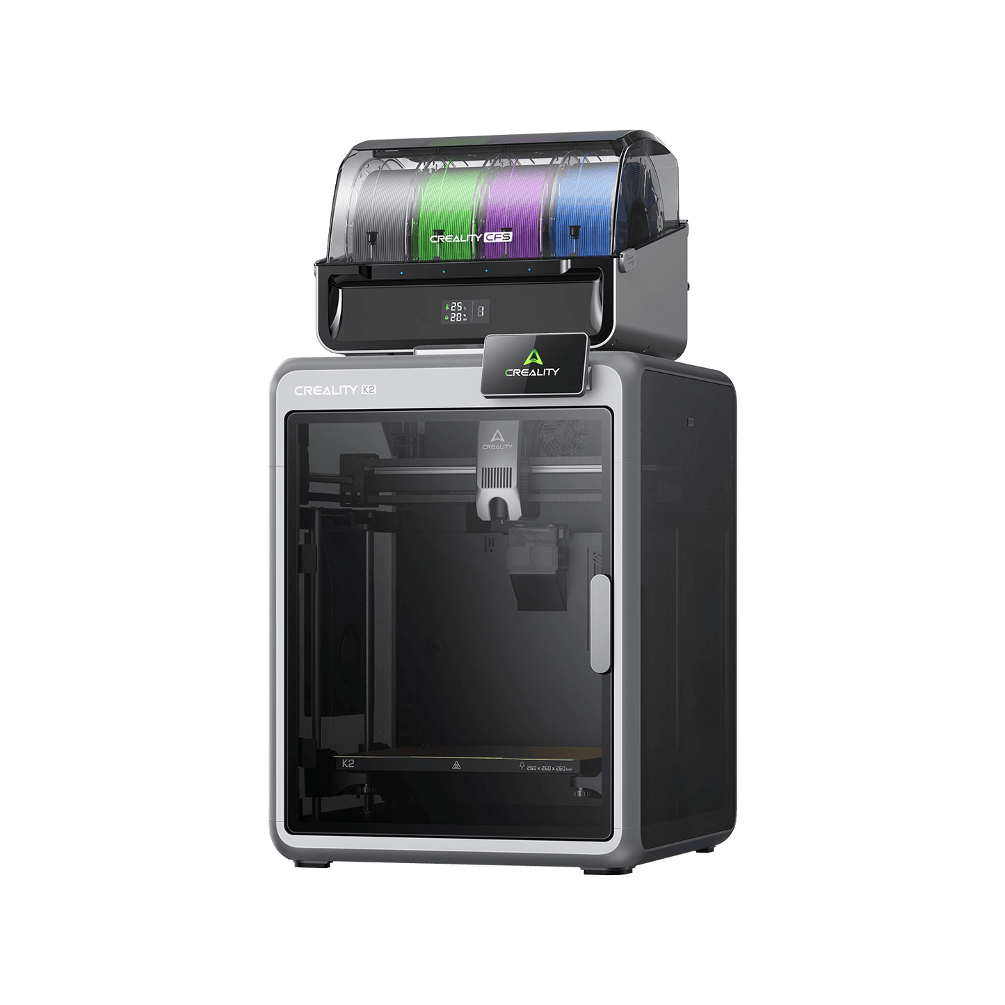Creality K2 Combo – Multicolor FDM 3D-Drucker mit CFS-Multicolor-System und Hochgeschwindigkeitsdruck.