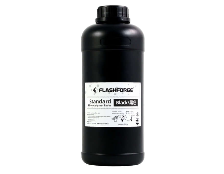 Flashforge Standard Resin (UV/LCD 405nm) schwarze Flasche für 3D Druck, 1 kg Photopolymerharz.