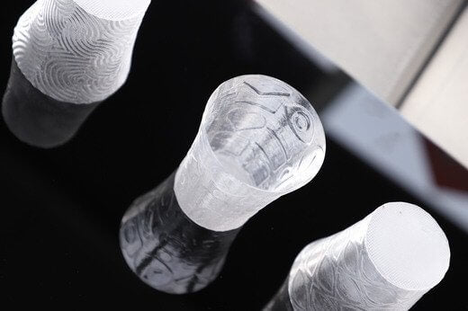 Kexcelled THE K6 PETG – Lebensmittelkontakt & Hochtemperatur, transparente PETG-Druckteile auf schwarzem Hintergrund.