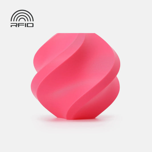 Bambu Lab PLA Basic 3D-Druckvase in Pink mit Spiralform für kreative Druckprojekte.