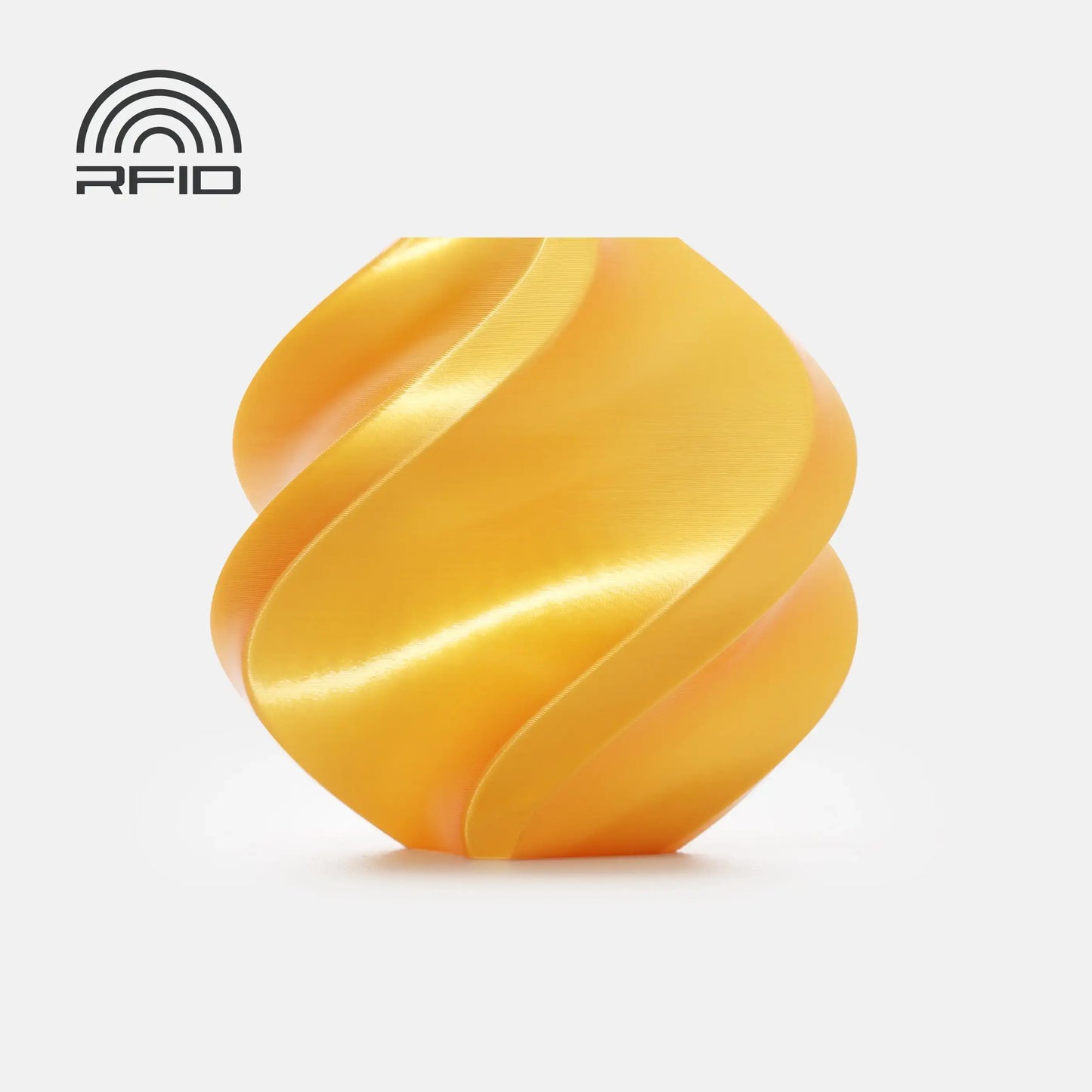 Bambu Lab PLA Silk+ glänzendes 3D-Druckobjekt mit spiralförmigem Design und seidenartiger Oberfläche