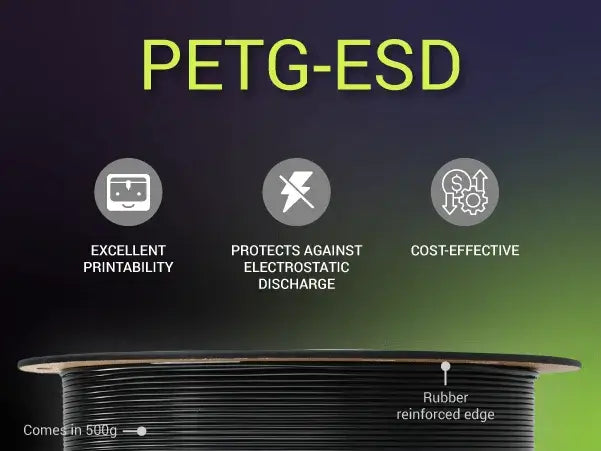 Polymaker Fiberon PETG-ESD Spule mit Vorteilen wie exzellenter Druckbarkeit und ESD-Schutz.