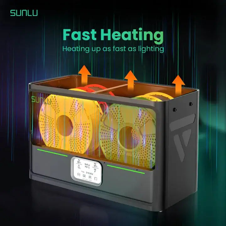 SUNLU FilaDryer S4 Filamenttrockner mit schneller Heiztechnologie für effizientes Trocknen von Filamenten.