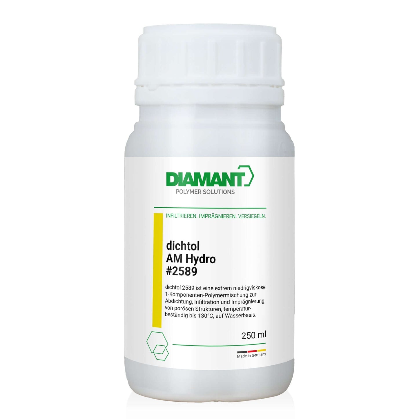 DIAMANT Polymer dichtol AM Hydro 250 ml in a 250 ml bottle for sealing 3D print parts.