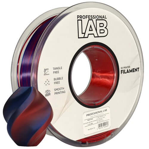 Professional Lab Silk PLA Dual Color 3D printing filament with a vibrant dual color appearance.