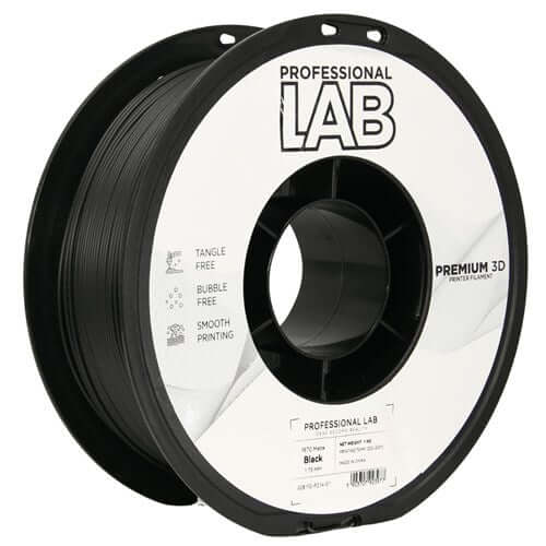 Professional Lab PETG Matte – Mattes PETG-Filament spool in black for 3D printing, featuring tangle-free, bubble-free design.