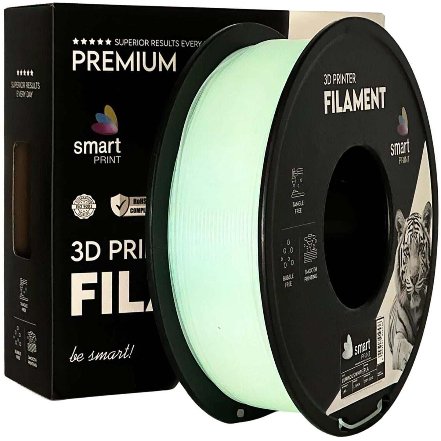 Professional Lab PLA Luminous (Glow) mit Nachleuchteffekt auf einer 3D-Drucker Filamentrolle.