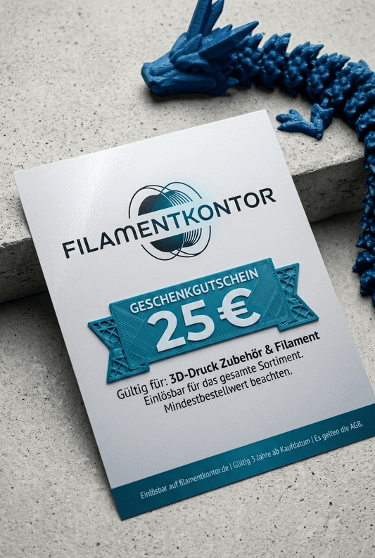 Filamentkontor Gutschein im Wert von 25 Euro für 3D-Druck Zubehör und Filament