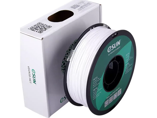 eSun PETG Filamentrolle in Schwarz mit Verpackung für 3D-Druck stabile Bauteile.