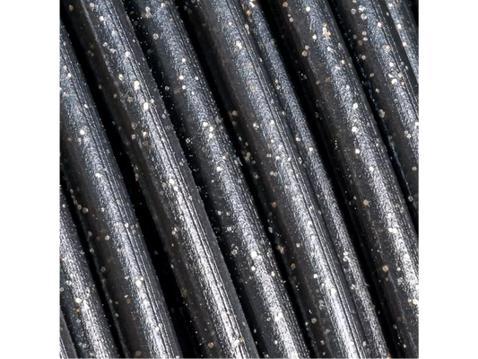 Polymaker Panchroma PLA Galaxy Filament in black with sparkling silver aluminum particles for a cosmic effect.