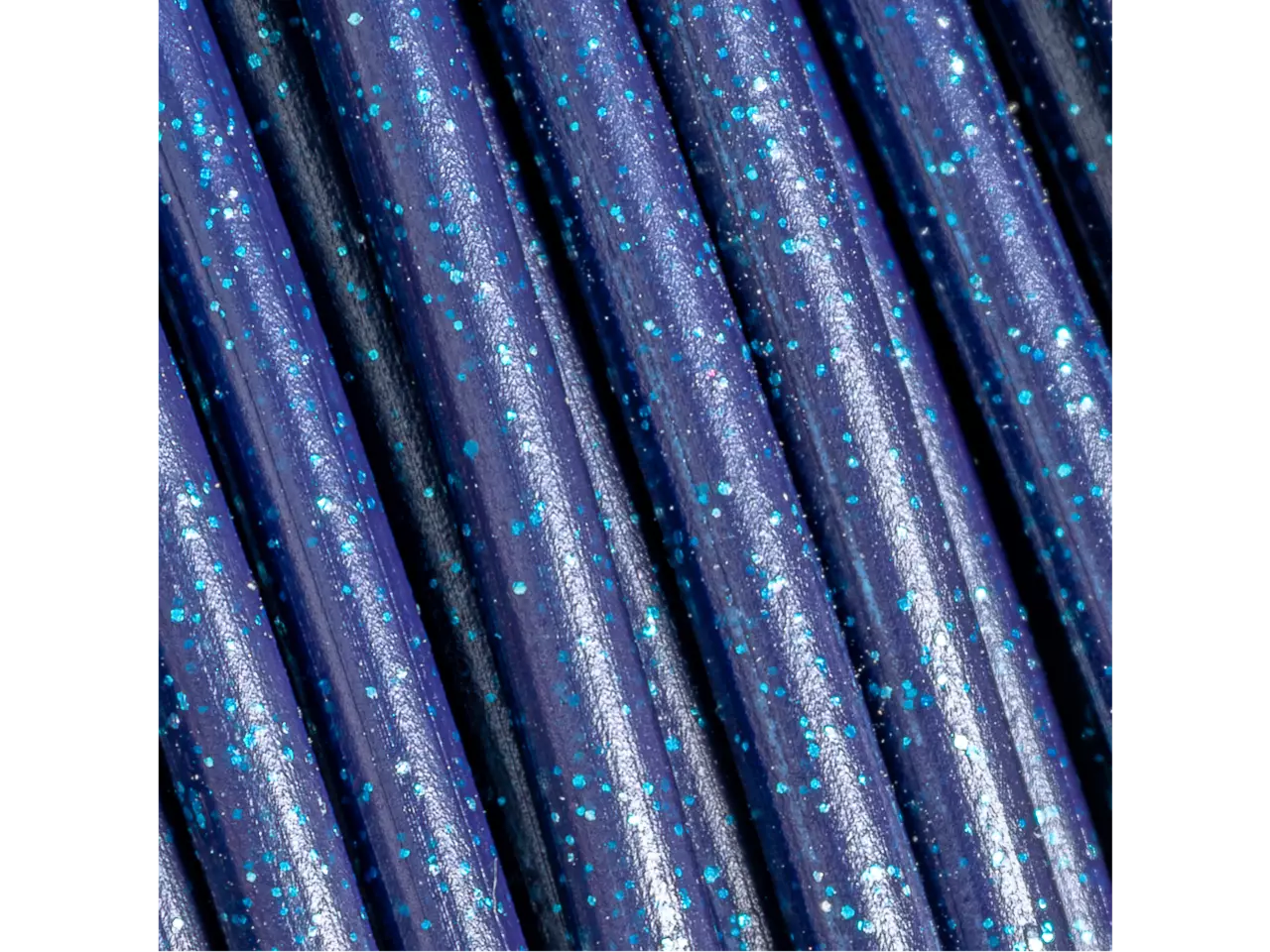 Polymaker Panchroma PLA Galaxy Filament in dark blue with shimmering silver aluminum particles, showcasing a cosmic effect.