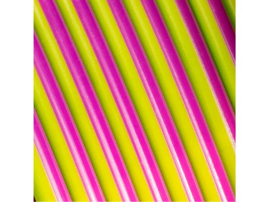 Polymaker Panchroma PLA Dual Silk Filament in vibrant aubergine and green colors with a silky sheen.