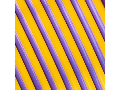 Polymaker Panchroma PLA Dual Silk Filament in Sovereign color with smooth, glossy finish on a yellow and purple background.