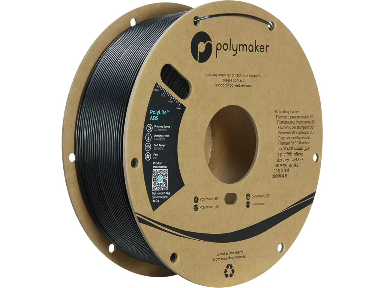 Polymaker PolyLite ABS Filament Black 1,75mm