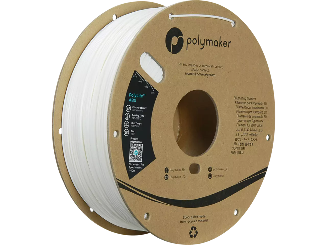 Polymaker PolyLite ABS Filament White 1,75mm