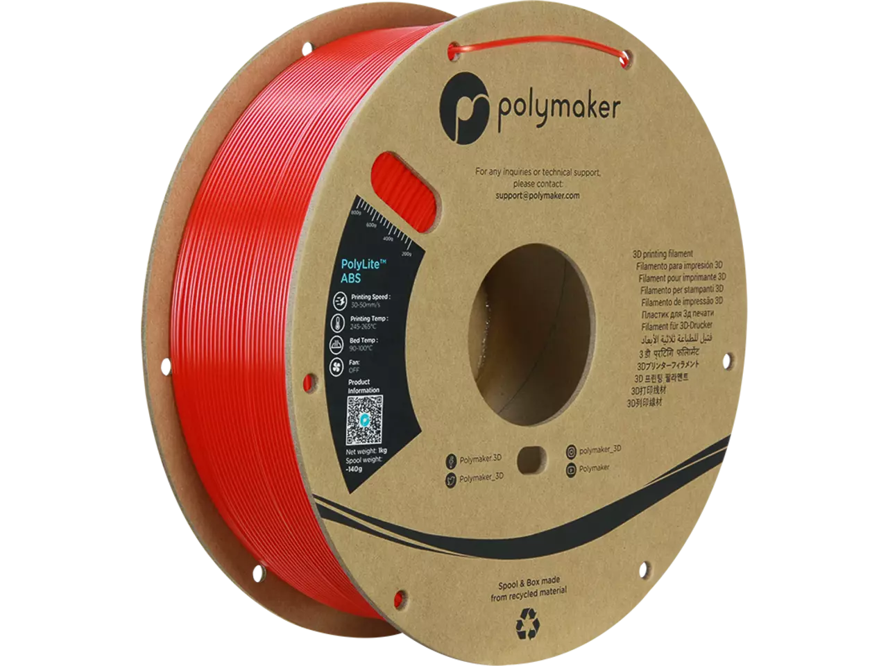 Polymaker PolyLite ABS Filament Red 1,75mm