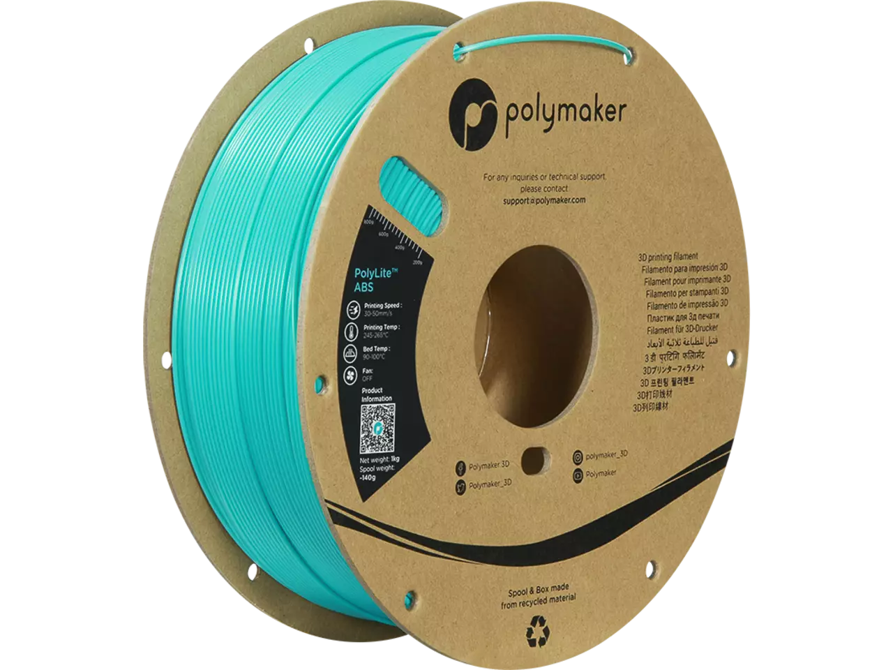 Polymaker PolyLite ABS Filament Teal 1,75mm