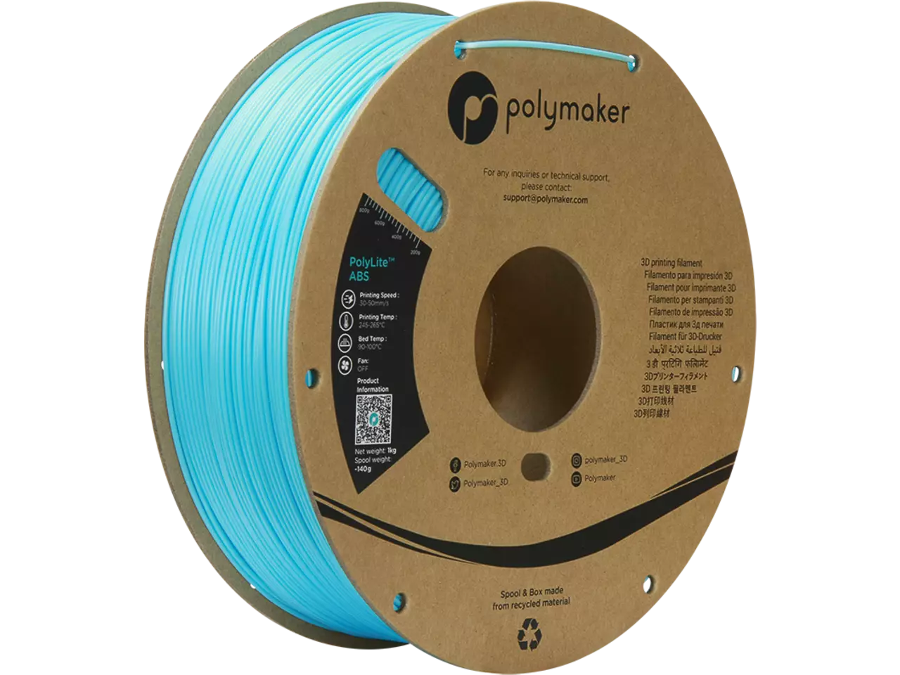 Polymaker PolyLite ABS Filament Light Blue 1,75mm