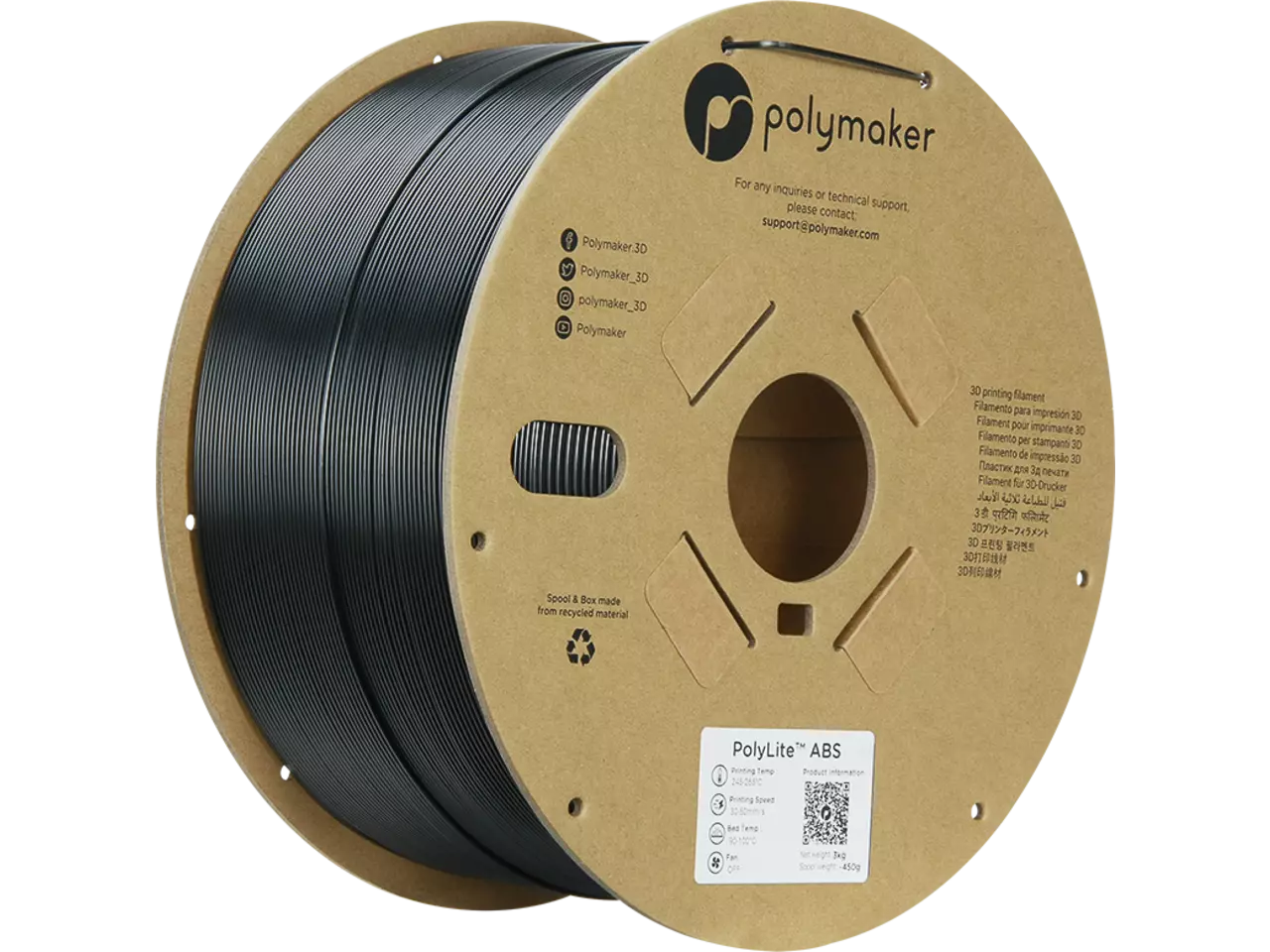 Polymaker PolyLite ABS Filament Black 1,75mm 3kg