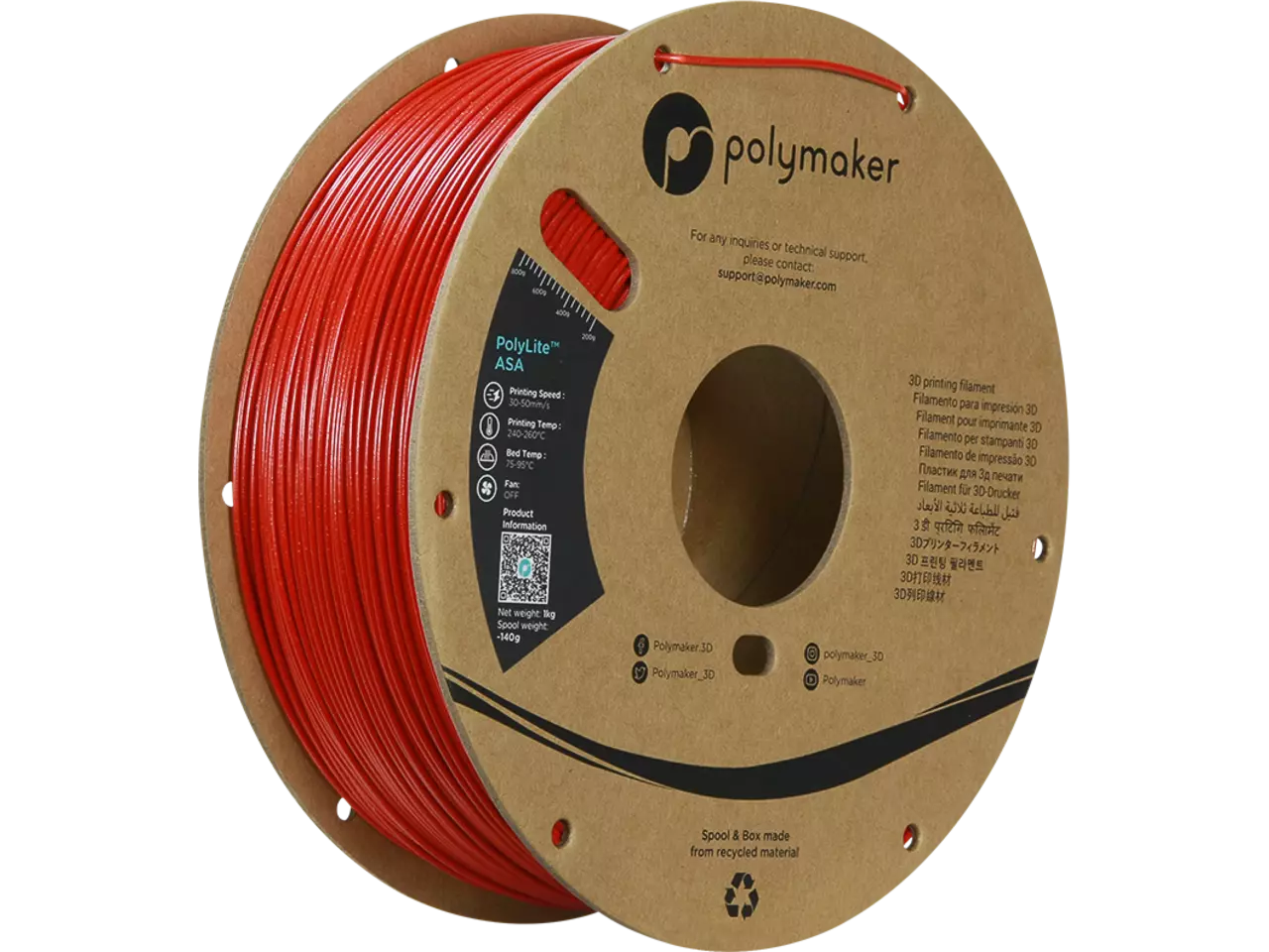 Polymaker PolyLite ASA Galaxy Filament Red 1,75mm