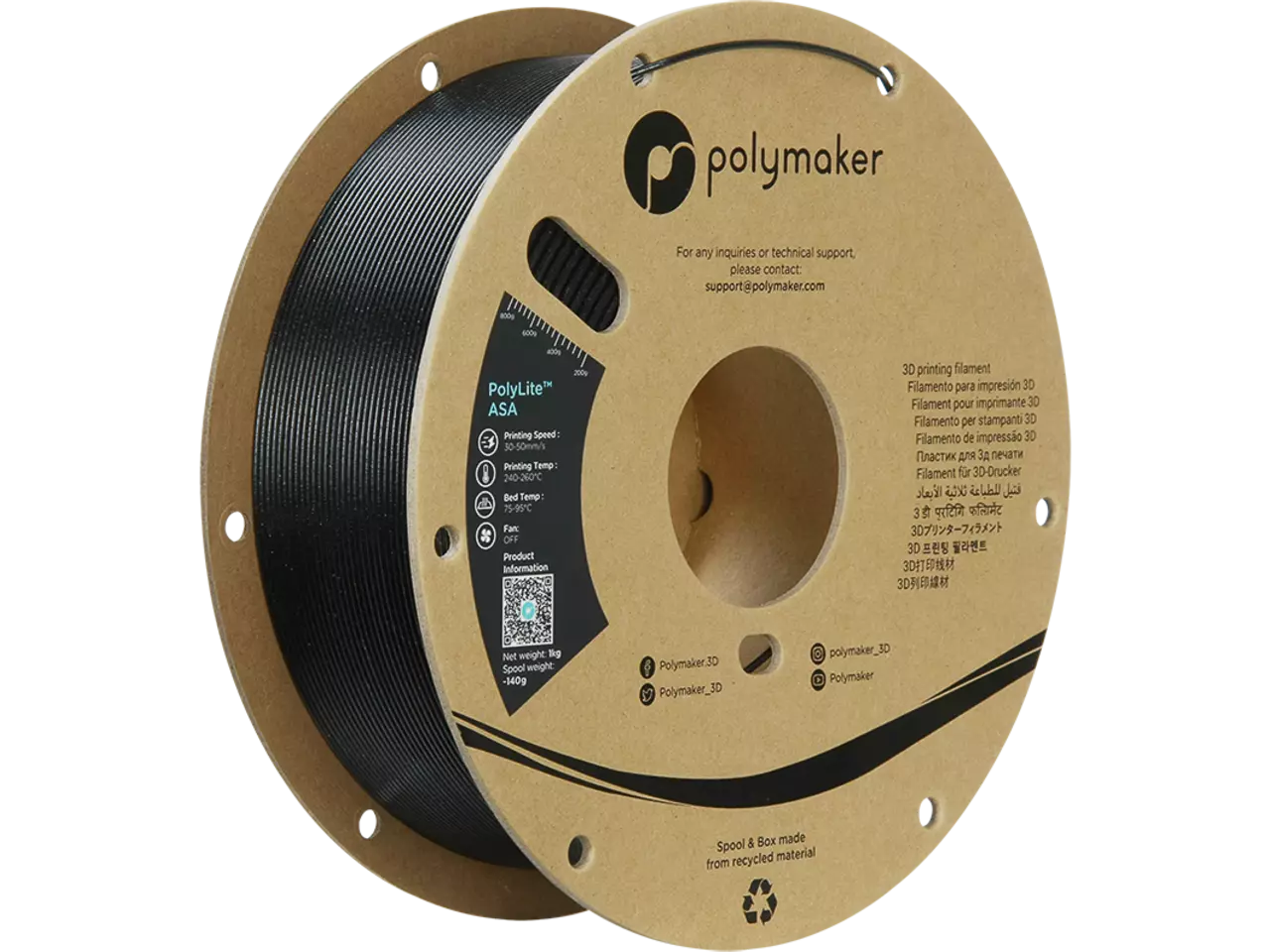 Polymaker PolyLite ASA Galaxy Filament Black 1,75mm