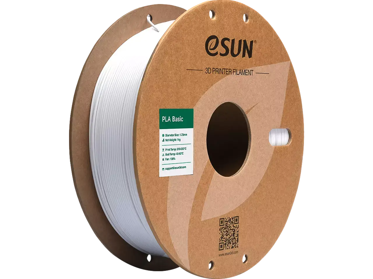 eSUN PLA-Basic -für stabile Ergebnisse, weißer PLA-Filament auf Spule für FDM-3D-Druck.