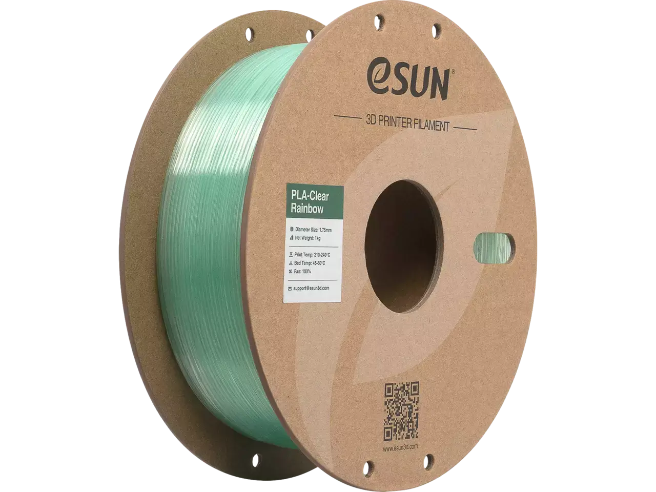 eSUN PLA Clear Rainbow Cyan Crystal 3D-Druck Filament