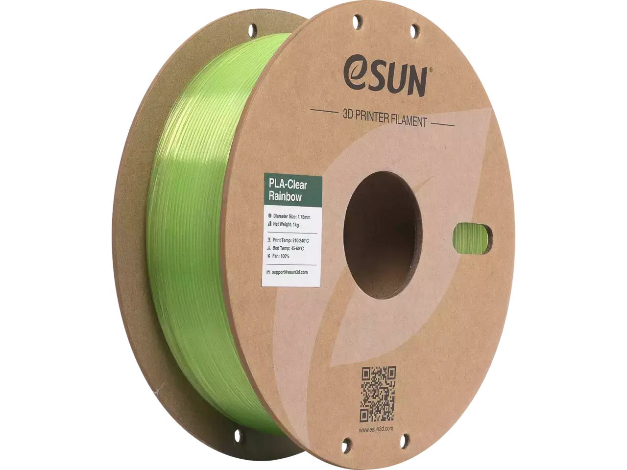 eSUN PLA Clear Rainbow Green Crystal 3D-Druck Filament