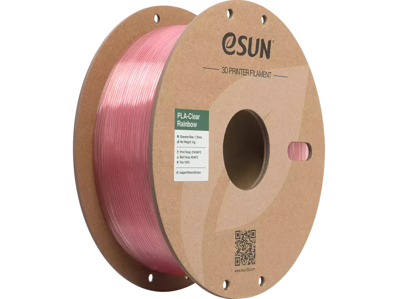 eSUN PLA Clear Rainbow Pink Crystal 3D-Druck Filament