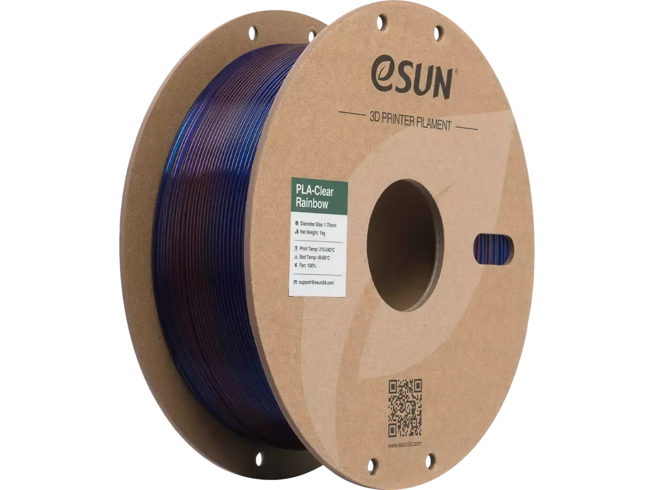 eSUN PLA Clear Rainbow Transparent Blau-Lila 3D-Druck Filament