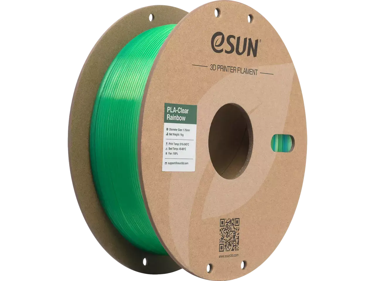 eSUN PLA Clear Rainbow Transparent Blau-Gruen 3D-Druck Filament