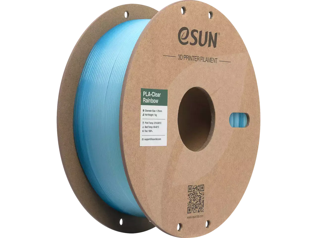 eSUN PLA Clear Rainbow Transparent Blau-Weiss 3D-Druck Filament