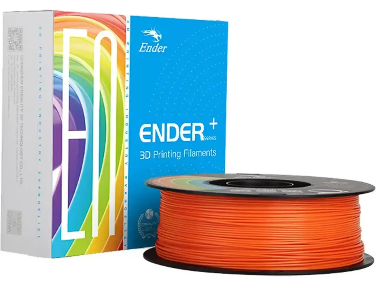 Creality Ender PLA+ Filament für robuste 3D-Druckteile, orange Spule mit Verpackung