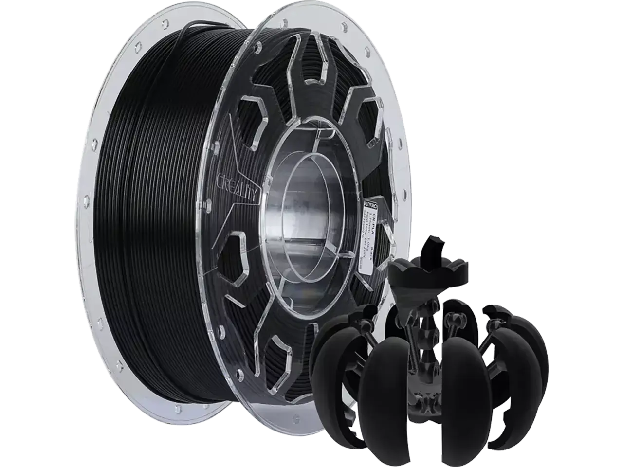 Creality CR-PLA Filament auf einer Spule mit schwarzem Druckmaterial, ideal für FDM-3D-Drucker.