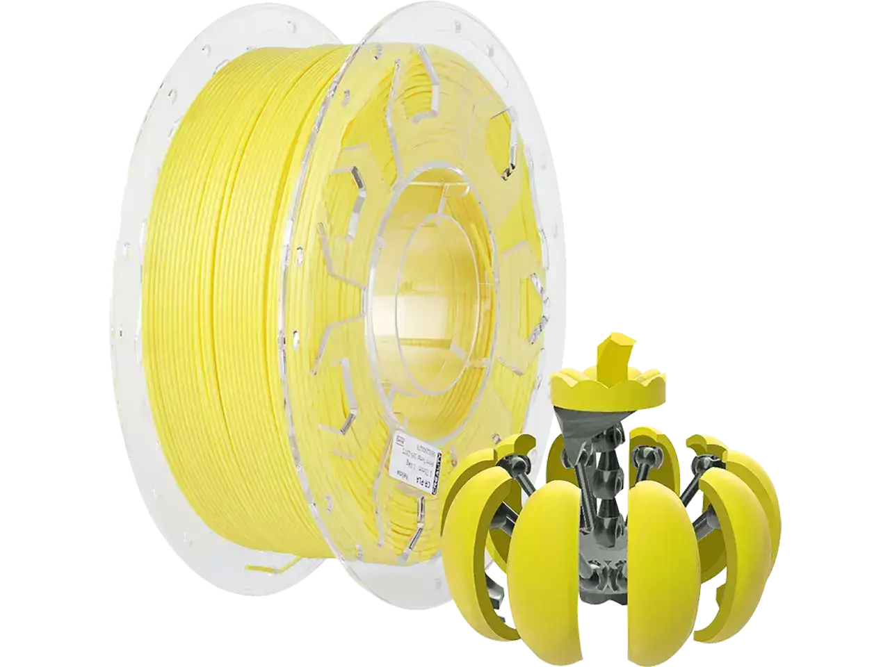 Creality CR-PLA Filament in yellow color, showcasing 1.75 mm diameter and 1 kg spool weight for 3D printing.