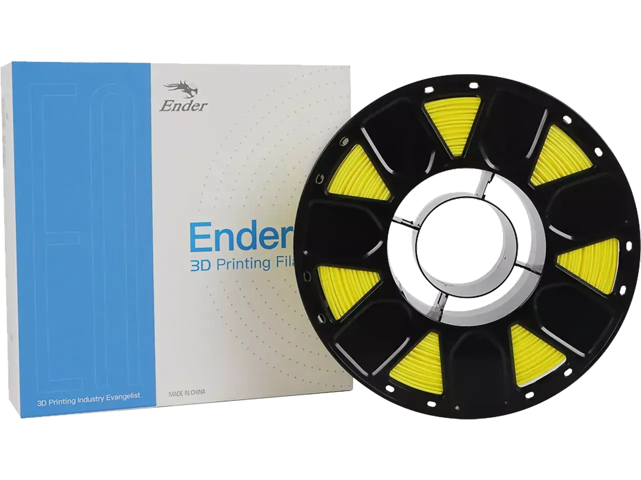 Creality Ender PLA Matte für matte Oberflächen im 3D-Druck, Filamentrolle und Verpackung.
