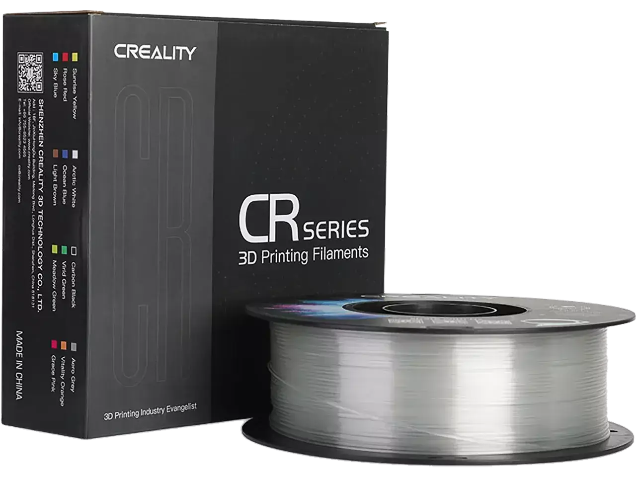 Creality CR-PETG Filament spool and packaging for 3D printing applications.