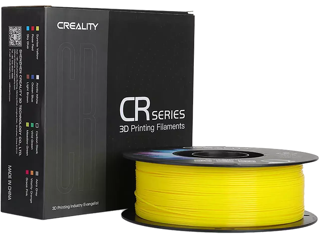 Creality CR-PETG Filament yellow spool packaging for 3D printing, 1.75mm diameter, 1kg weight.