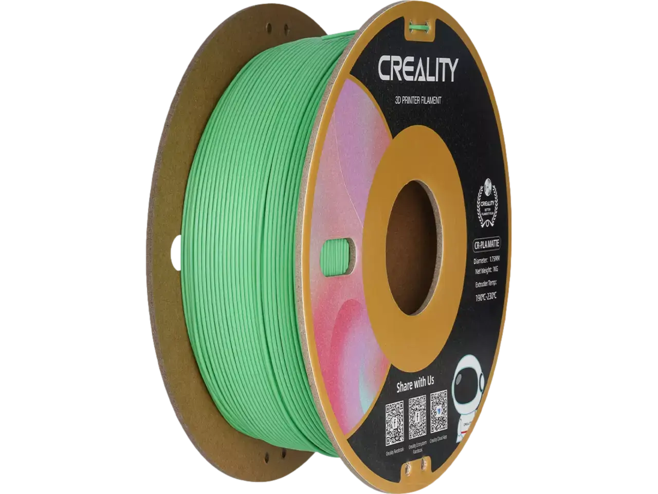 Creality Ender PLA Matte für matte Oberflächen im 3D-Druck, grünes Filament auf Spule.