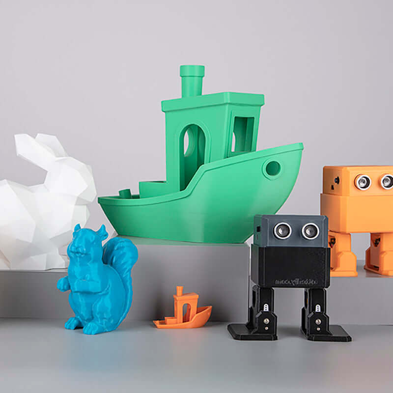 Kexcelled THE K5 PLA – Universelles FDM-Filament, gedruckte Modelle wie Schiffe und Tiere aus buntem Filament.