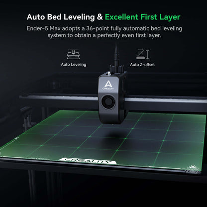 Creality Ender-5 Max 3D Drucker mit automatischem Bettnivellierungssystem für perfekte erste Schichten.
