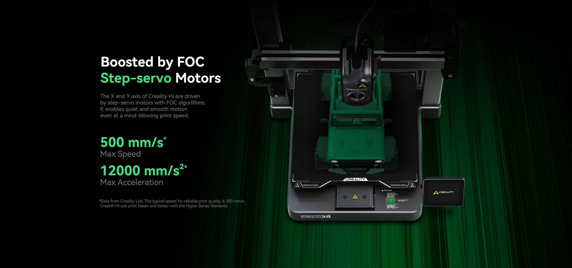 Creality Hi 3D Drucker – Hochgeschwindigkeit, CFS-ready mit FOC Step-servo Motoren, 500 mm/s Max Speed