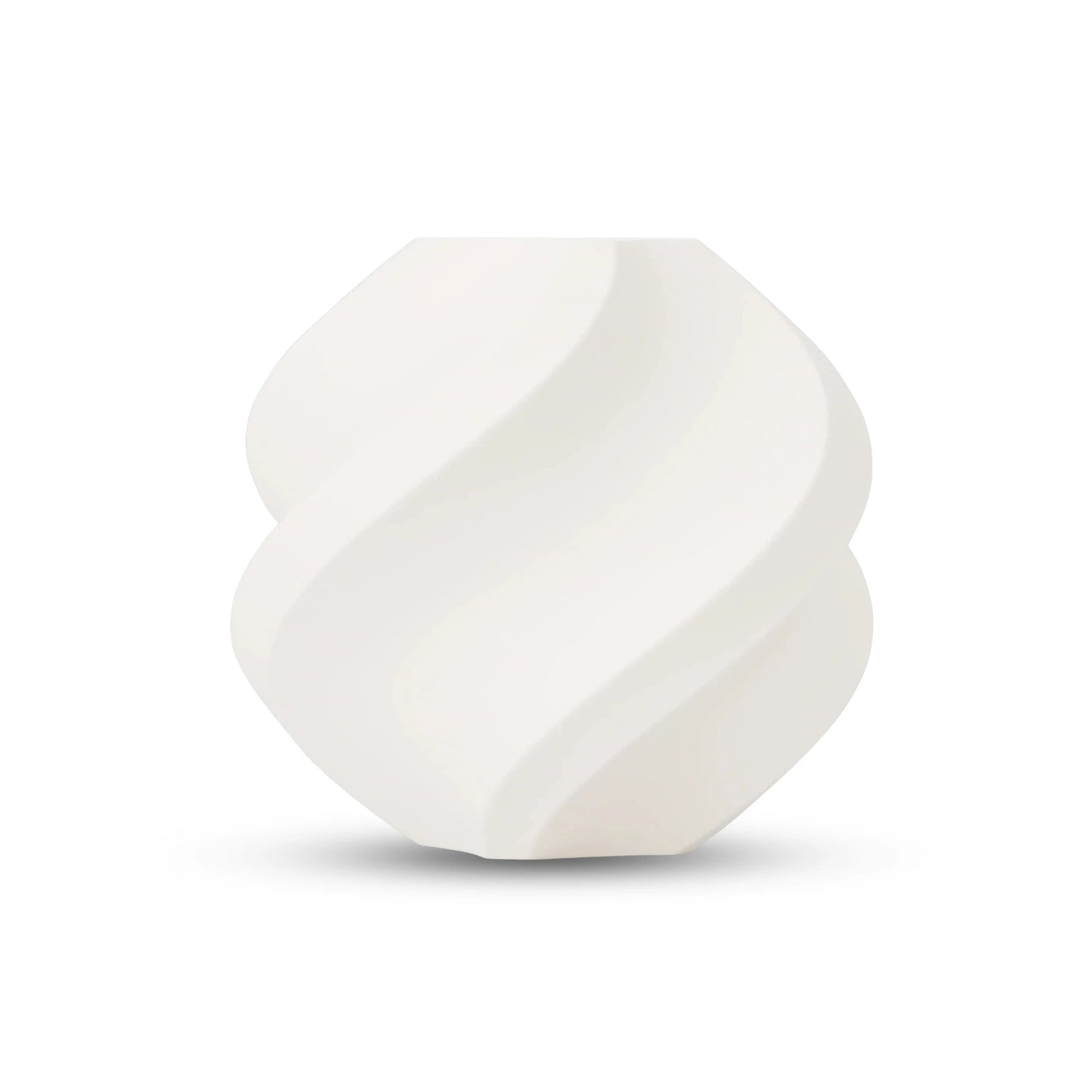 Bambu Lab PLA Pure Filament in Pure White, showcasing a spiral vase design.