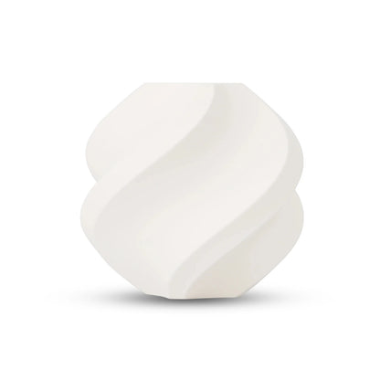 Bambu Lab PLA Pure Filament in Pure White, showcasing a spiral vase design.