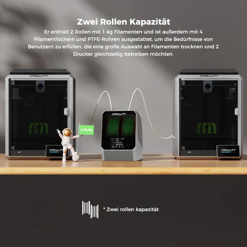 Creality Space Pi Filament Trockenbox Plus – 2 Spulen mit zwei Rollen Kapazität für optimales Drucken.